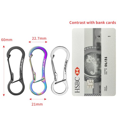 TONIFE Carabiner Clip 2-Pack, Stainless Steel Carabiner Keychain, Spring Snap Hook for Dog Leash and Key Ring (MT2803 Polishing*2)