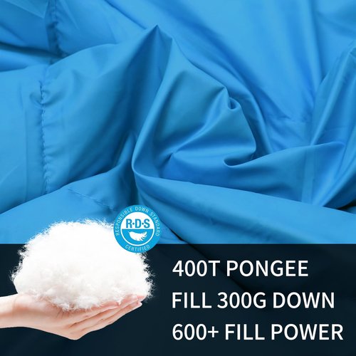 QEZER Down Camping Blanket Packable,600+Fill Power，Multi-Purpose Warm Camping Quilt for Outdoor Camping, Backpacking, and Hiking, 73x53 inches.（Blue）