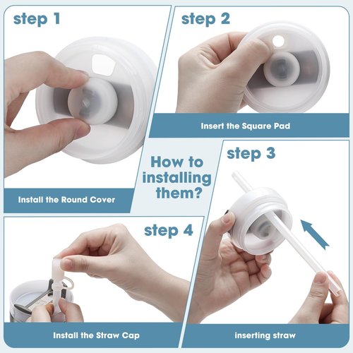 Kapiado 1 Set 14oz Stanley Cup Spill Stopper compatible 1.0&2.0, Leak Proof Accessory with Straw Cap and Square Pad and Round Cover (Clear, 1)