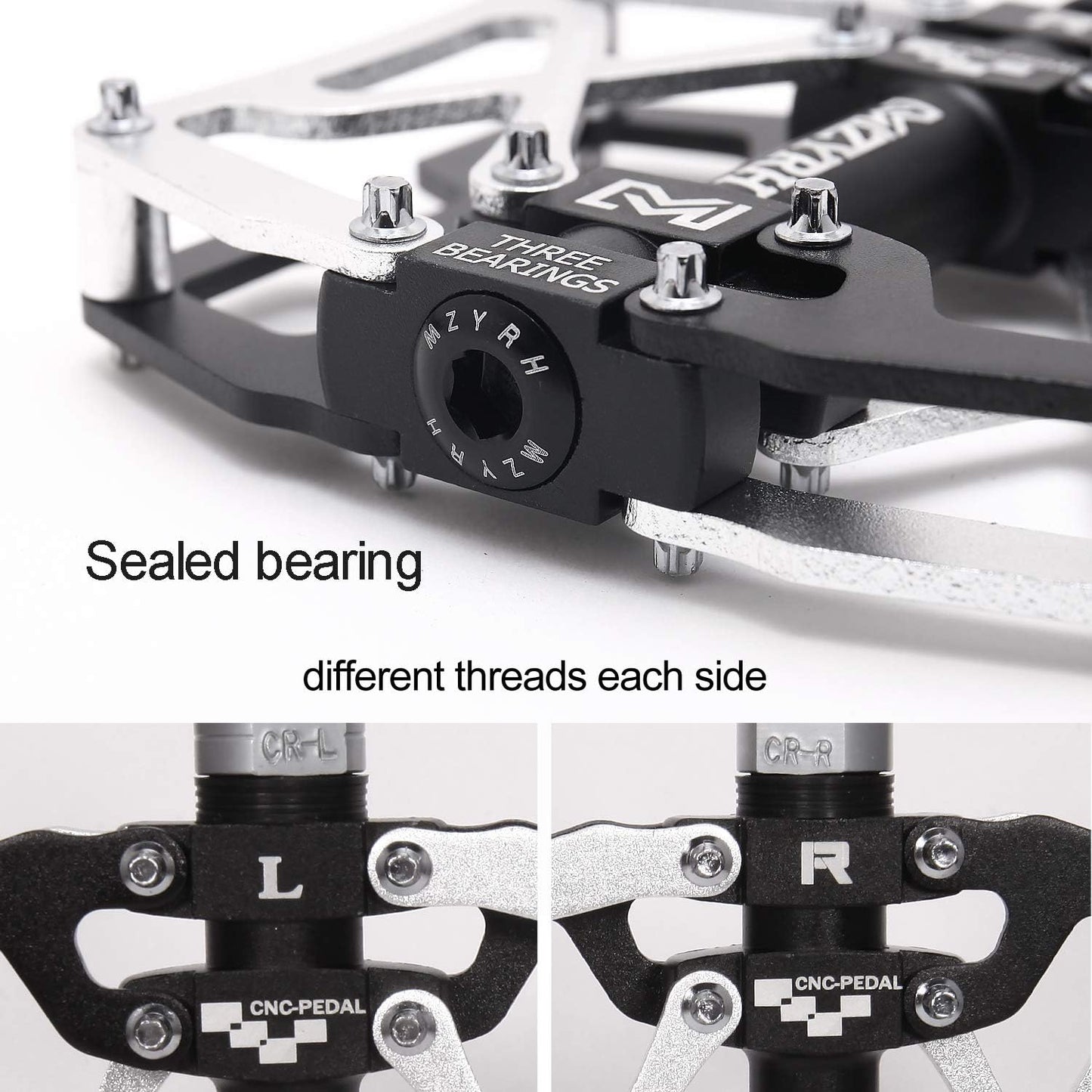 Mountain Bike Pedals, Ultra Strong Colorful CNC Machined 9/16" Cycling Sealed 3 Bearing Pedals