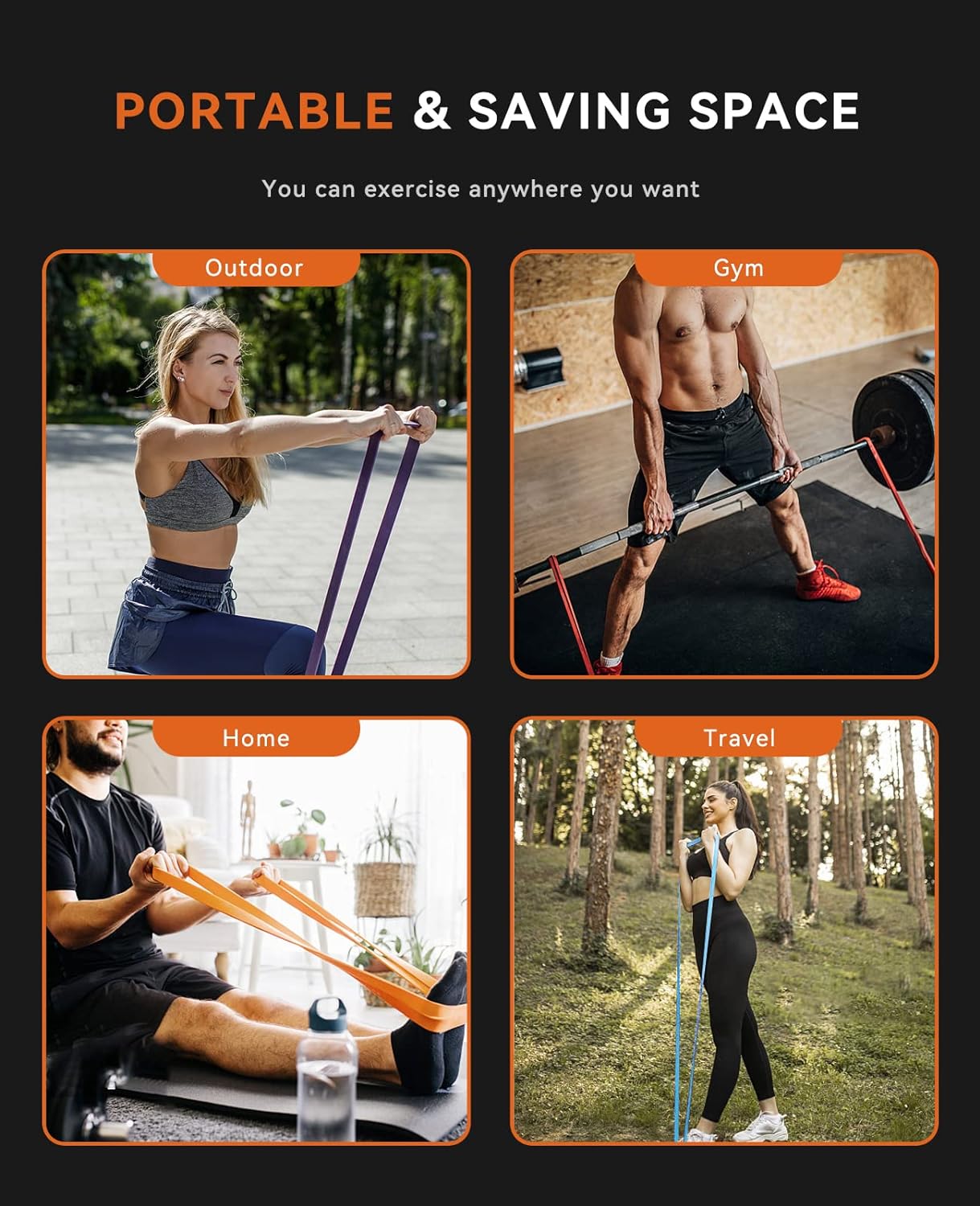 SUNPOW Pull Up Assistance Bands - Set of 5 Resistance Heavy Duty Workout Exercise Stretch Fitness Bands Assist Set for Body, Instruction Guide and Carry Bag Included