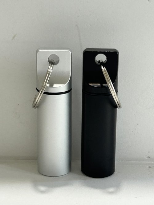Morn Light 2 Pack Portable Pill Holder Keychain Set, Waterproof Metal Pill Case with Carabiner for Travel & Daily Use