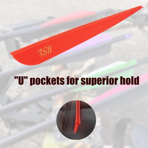 Hosolee 36 Pack Archery Fletches 4 Inch Arrows Vanes Plastic Fletching for DIY Shafts Hunting Targeting (White+Logo)