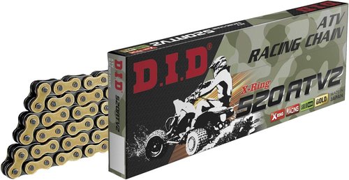 DID (520ATV2-100) Gold 100 Link High Performance X-Ring ATV Chain with Connecting Link