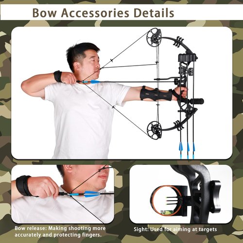 Compound Bow for Youth, Teenagers and Beginners 15-45LBS Draw Weight, Limbs Made in US, Ready to Shoot, Bow and Arrow Set with All The Archery Accessories (Black, Full Accessories, Right Hand)