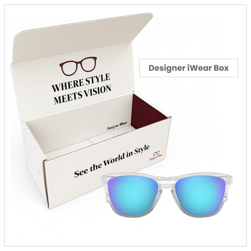 OAKLEY Frogskins (a) OO9245 9245A7 54MM Crystal Clear/Prizm Sapphire Square Sunglasses for Men for Women+ Bundle Accessory Leash Kit, Microfiber Pouch