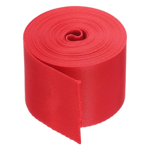 MECCANIXITY Flat Nylon Webbing Strap 2 Inch 5 Yards Polypropylene Webbing Bright Red for Backpack, Luggage-Rack, Outdoor Climbing, DIY Craft