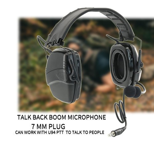 COMBATGEAR Hearing Protection Ear Defender Tactical Headset+Gel Earpads Noise Reduction NRR 23dB for Hunting Range Mowing (Style 1, Black)