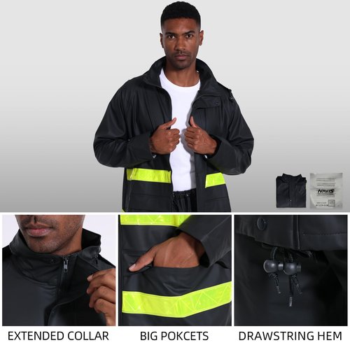 FWG Men’s Rain Suit For Fishing – Jackets with Pants & Hi-Vis Reflective, Ideal for Angler(Green-Reflective,XX-Large)