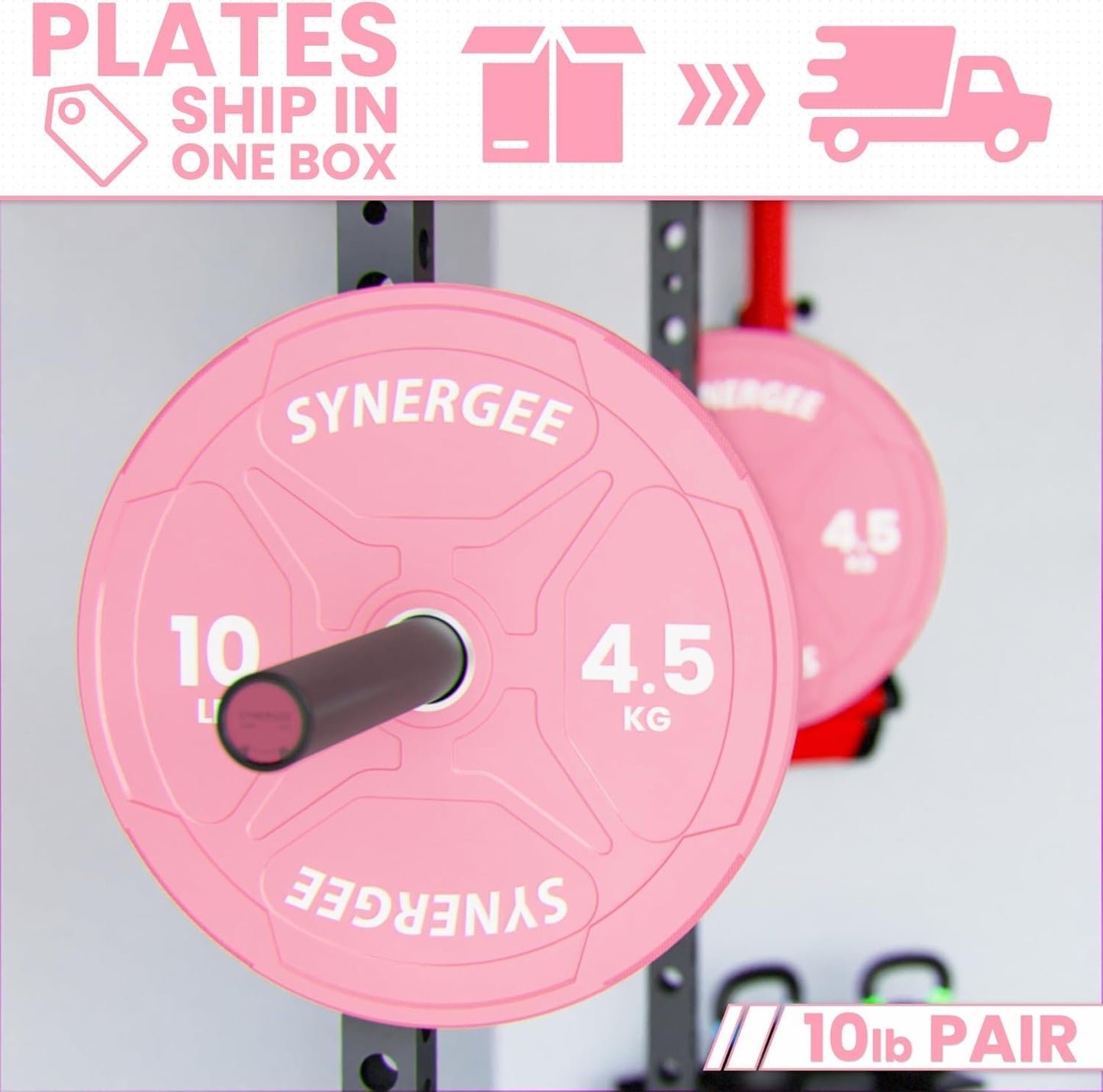 Synergee Bumper Plates – Durable Olympic Weight Plates, Low-Bounce Rubber for Strength Training, Powerlifting, and Functional Workouts.