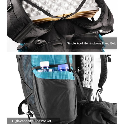 windhike 3F UL GEAR 56L Internal Frame Hiking Backpack, Lightweight Breathable Pack-Fix Trekking Poles & Moisture-proof Pads for Backpacking (Grey)