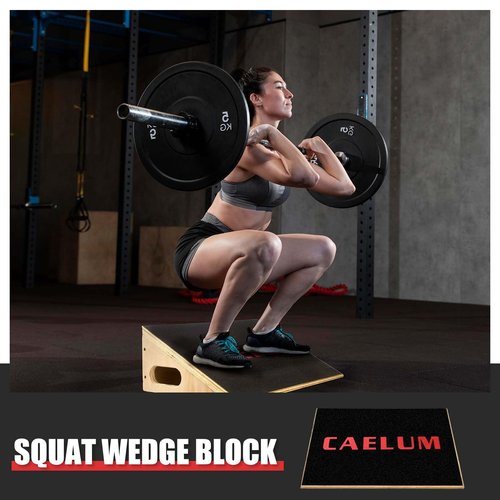 CAELUM Slant Board for Squats, Training Incline Board for Knees Over Toes, Wooden Non-Slip 25 Degree Incline Durable Board for Calf Stretch, Weightlifting, Fitness, 1000 Lbs Weight Capacity