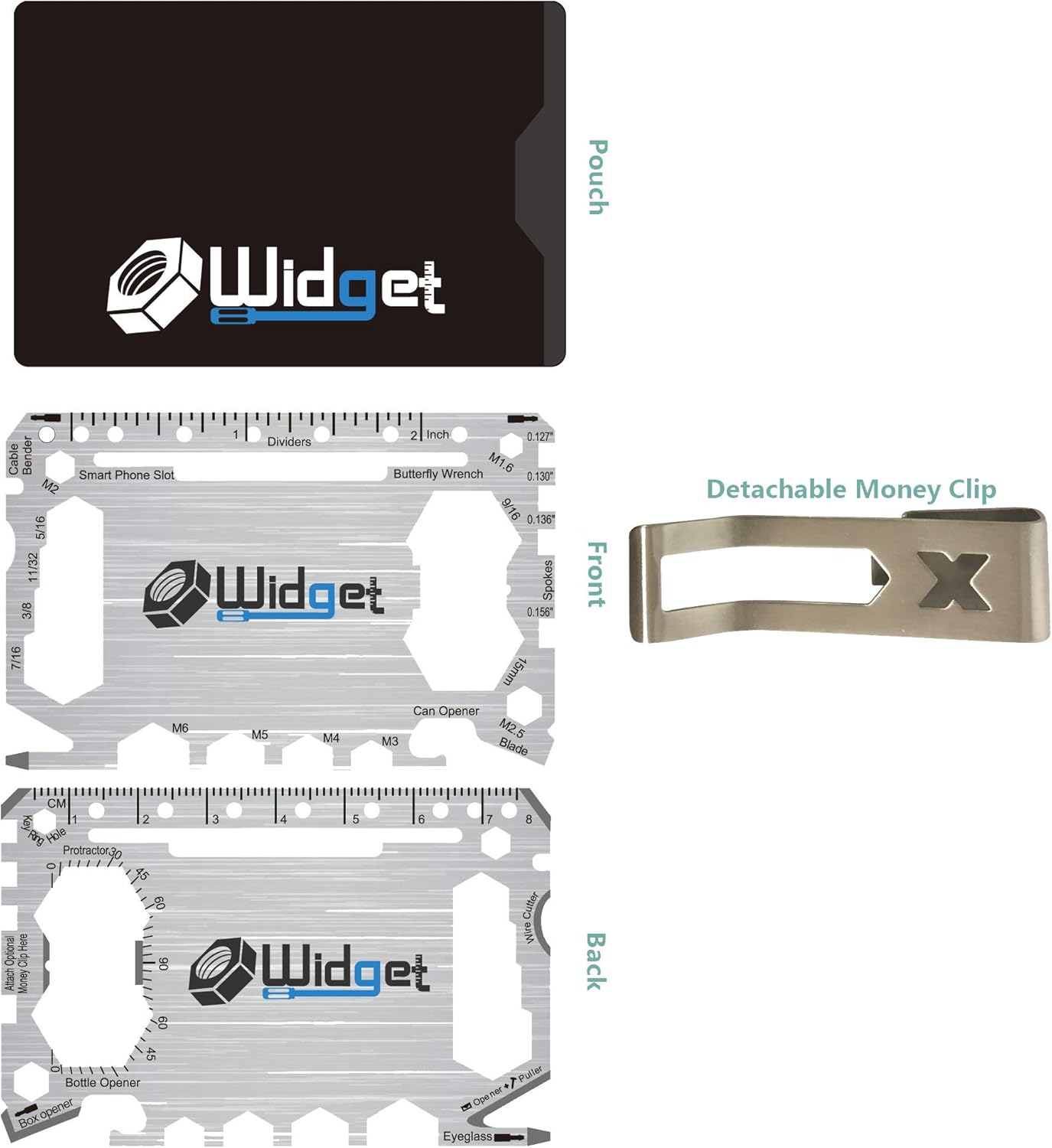 W4W, Multi purpose survival Pocket tool - Stocking Stuffers for Men Great Christmas gifts - Credit Card Wallet Size Ninja Multitool - 43 in 1 (Black)