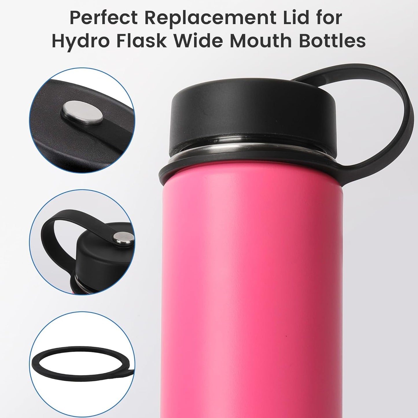 Replacement Lid for Hydro Flask Wide Mouth 12, 18, 32, 40 oz Water Bottles, Wide Mouth Lid for Hydro Flask and Other Sports Water Bottles, BPA-free, Leak Proof