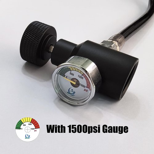 Aopkeo Paintball Gun Marker Remote Hose Coiled Line Stainless Steel Quick Disconnect 138inches with Slide Check 1500psi Gauge (Slide Check and Gauge)