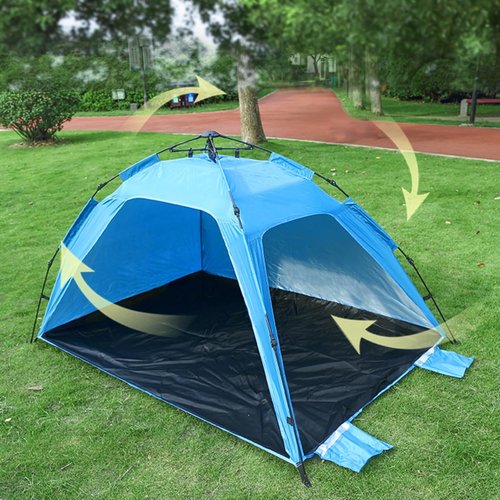 Generic Two person beach tent sunshade, beach sunshade UV resistant, easy to install and lightweight portable cabin tent, suitable for infants, young Children, adults, Medium, blue