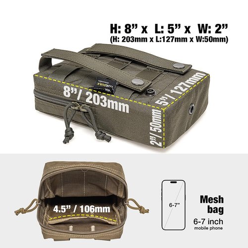 TSPRO Tactical Admin Pouch - Military EDC Utility Organizer for MOLLE Gear, Tool & Accessories (Green)