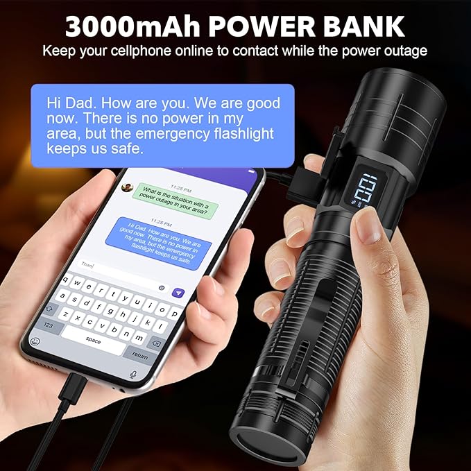 AdamStar Flashlight High Lumens Rechargeable Super Bright Flashlight Zoomable LED Flash Light with Dimmable, 6 Modes Waterproof Handheld Powerful Tactical Flashlights for Camping Emergency (8 Pack)