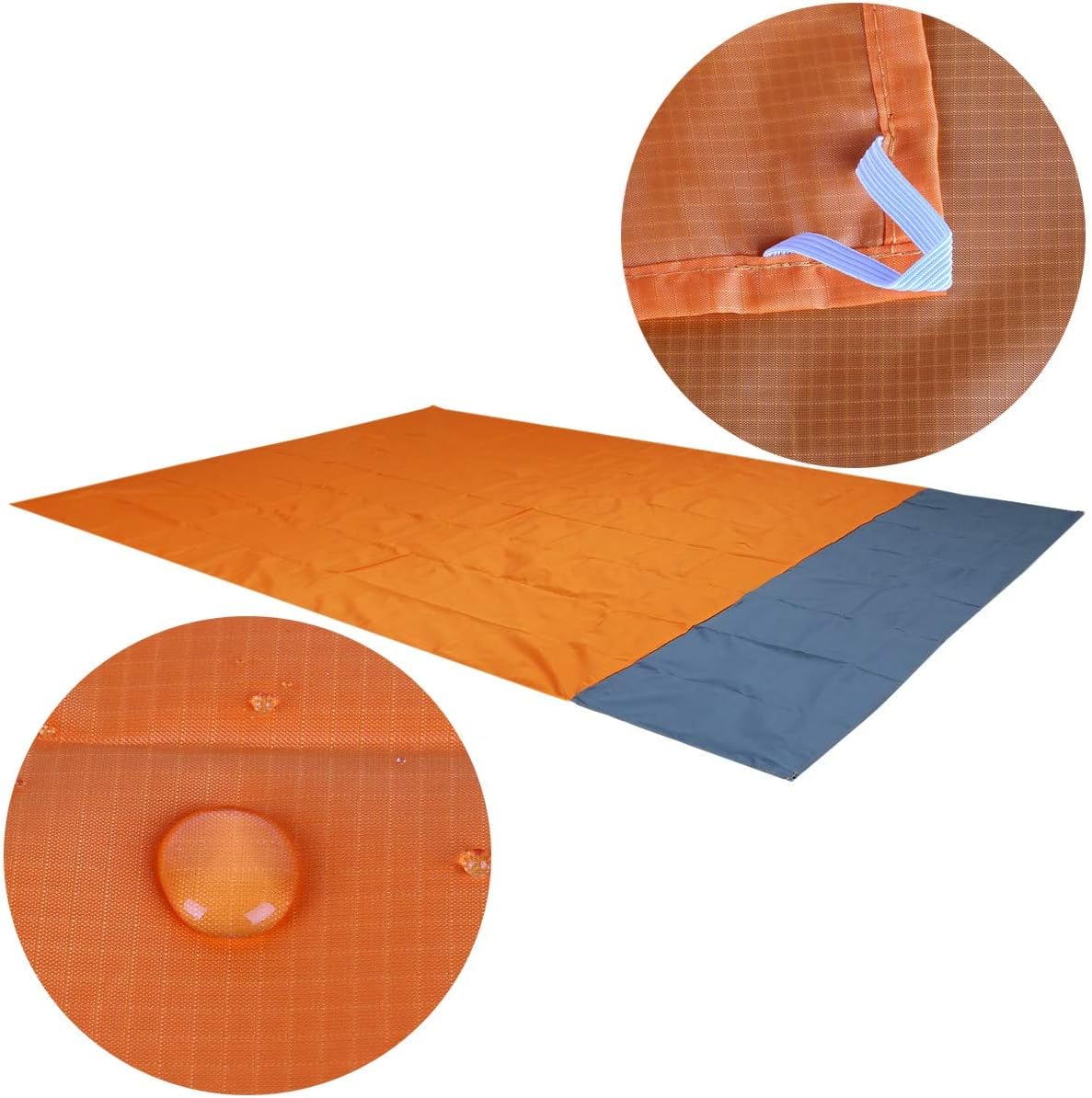 Sportmusies Waterproof Outdoor Blanket Beach Mat, Compact for Picnic, Camping, Hiking, Travel, Festival - 78" x 55", 4 Stakes, 1 Pouch