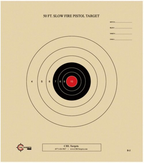 50 Foot Slow Fire Pistol Target Official NRA Target B-2
