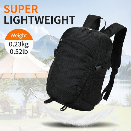 SFIUYDS Small Hiking Daypack,15L Water-Resistant Hiking Backpack Packable Lightweight Travel Day Pack for Women Men (Black, Small)