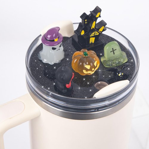 Compatible with Stanley Cup Lid Accessories Charms, Charms for Stanley Cups H2.0 Accessories 30oz 40oz with Silicone Straw Cover Cap for Tumblers (Halloween, 40oz)
