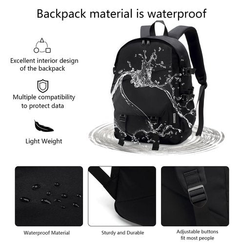 MICHTUNE 22L Backpack Casual Daypack Backpacks for Men and Women Water Resistant Travel Backpack (Black)