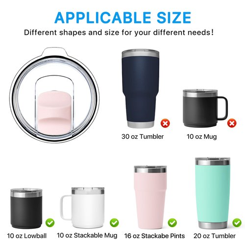 2 Pack 20 oz Tumbler Lid for Yeti Lids with 3 Magnetic Slider Replacement，Replacement Lids Compatible for YETI 20 oz Tumbler, 10/24 oz Mug, 10 oz Lowball