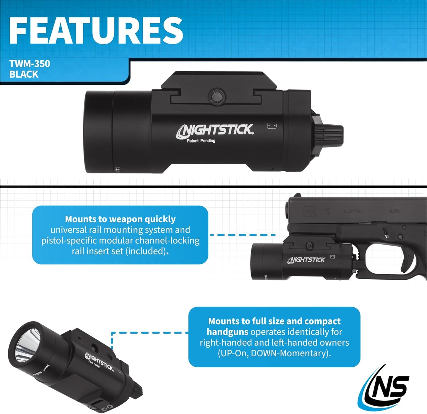 Nightstick TWM-350 Tactical Weapon-Mounted Light, Black