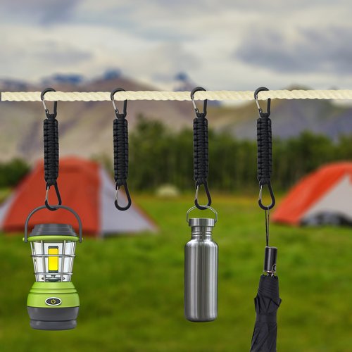 Snnshun 5-Pcs Paracord Keychain,Keychain with D-ring carabiner,Braided Umbrella Rope Key chain,Dangling Key Lanyard (black)