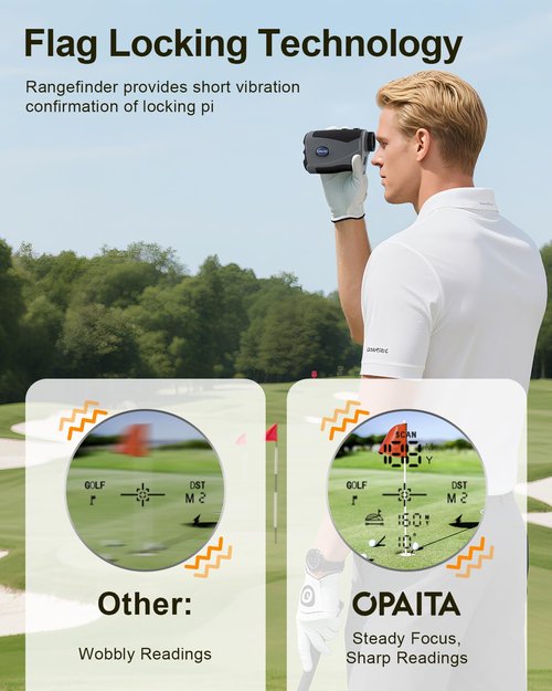 Opaita Golf Rangefinder with Slope for Golfer - 8X Magnification Laser Range Finder with Magnetic - 1200 Yards High-Precision Flge Locking Vibration - IP54 Waterproof rangefinder for Hunting Golfing