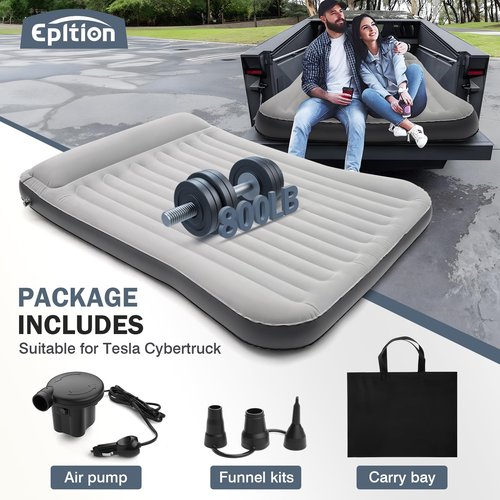 Epltion Tesla Cybertruck Bed Air Mattress with Pump-Custom Fit for 2024-2025 Cybertruck Accessories Mattress Portable for Home,Tent,Camping & Guests, Travel,-800lb Weight Capacity