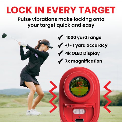 Pinned Prism Slope Golf Rangefinder - Golf Distance Rangefinder with Slope - USB Rechargeable, Pinned Locked Vibration Laser Range Finder - Range Finder Accessories & Gift for Men and Women