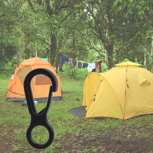 10Pcs Black Plastic Snap Clip Hook Camping Carabiner Buckle Tent Hooks for Lights Hanging to Canopy Outdoor Tent Accessories Multifunction Snap Hook Camping Equipment Tent Buckle Clips Accessories