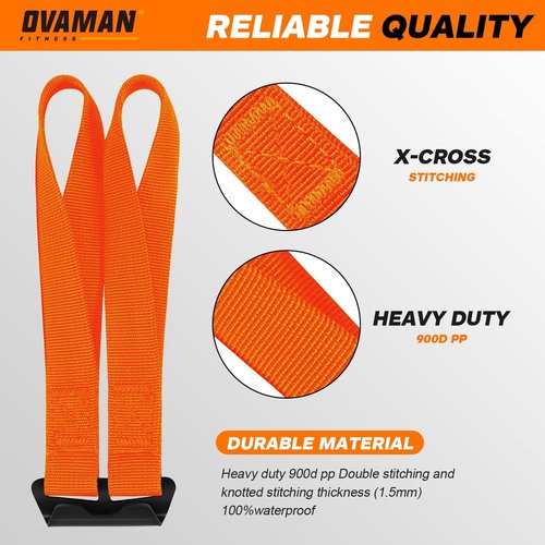 6 Car Door Hook Straps with Double Loops - Universal Roof Rack Straps for Secure Cargo, No Roof Rack Needed, Heavy-Duty Waterproof Design, Compatible with Most Cars(Orange)