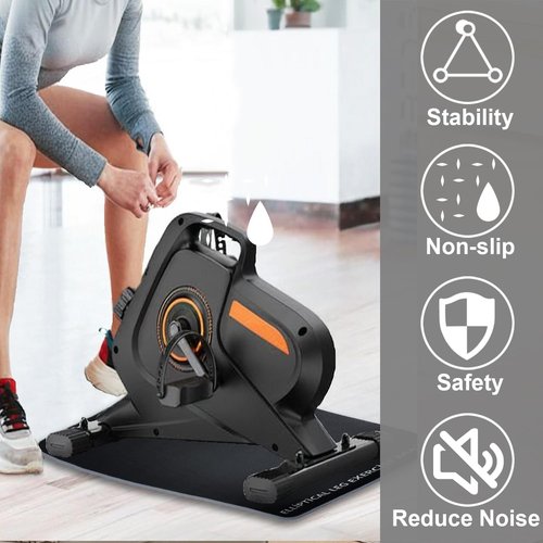 Non-Slip Workout Mat for Under Desk Ellipticals, Ellipse Leg Exerciser Machine Mat, 3mm Thick Exercise Equipment Mats, Improves Machine Stability & Protects The Floor, 23.62 x 16.92 Inches