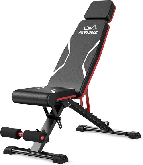 FLYBIRD Adjustable Weight Bench Fits up to 6'5'', 750LBS Capacity for Full Body Workout, 27LBS Sturdy Foldable Bench Press for Home Gym, 5X Stable Lifting Bench Incline Decline Flat Dumbbell Exercise
