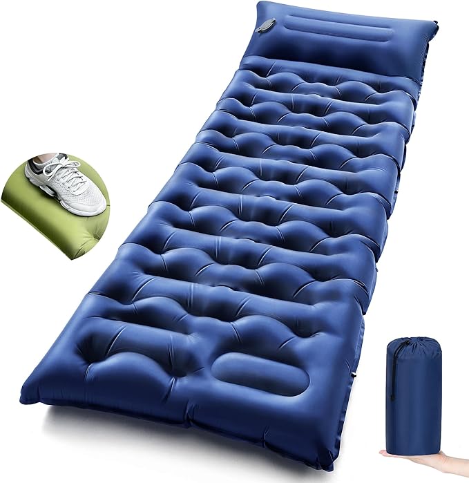 Camping Sleeping Pad,5.9 Inch Thick Camping Mat with Built in Pillow and Foot Pump,Self Inflating Sleeping Pad Ultralight for Camping Backpacking Tent（Green