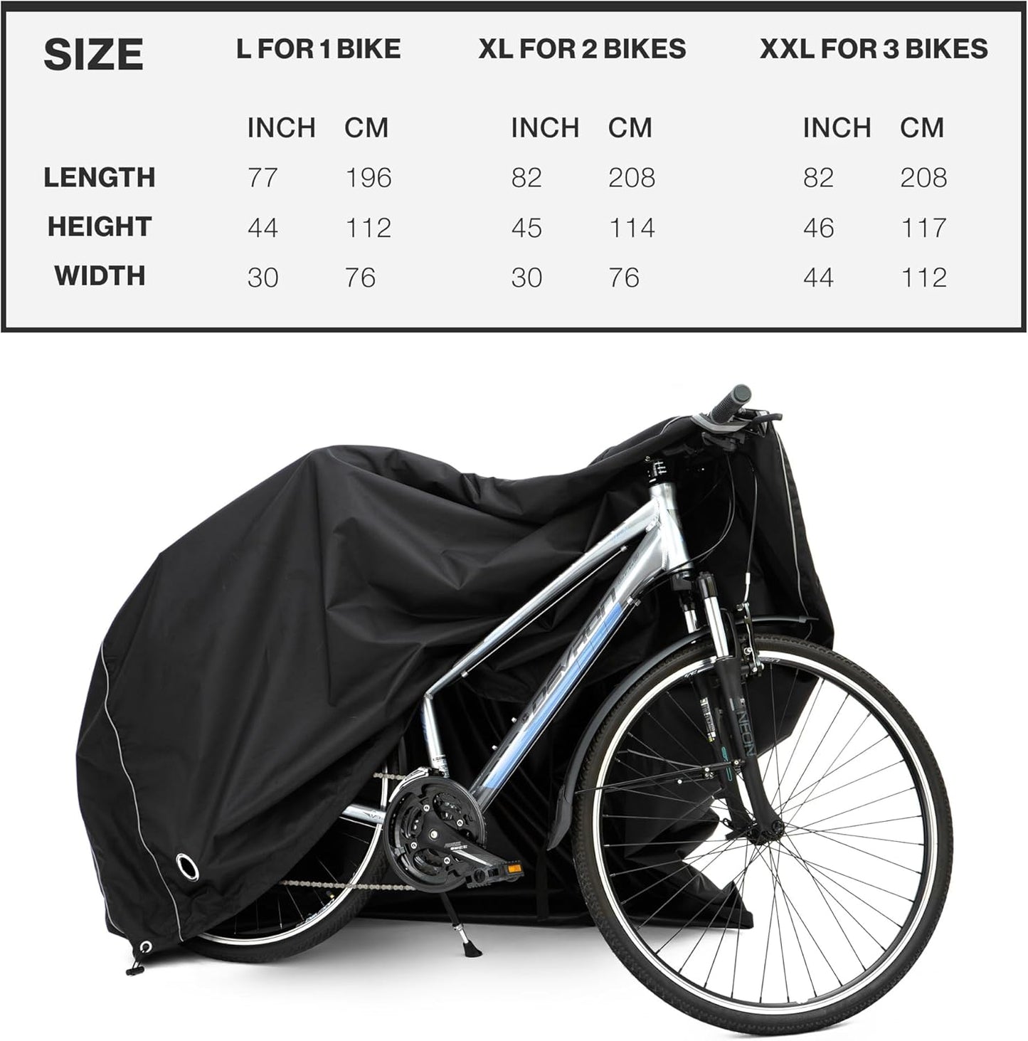 TeamObsidian Bike Cover - Waterproof Outdoor & Indoor Bicycle Storage For 1 to 3 Bikes - Heavy Duty Ripstop 210D Tent Material - Stationary Electric Bike Protection for All Seasons