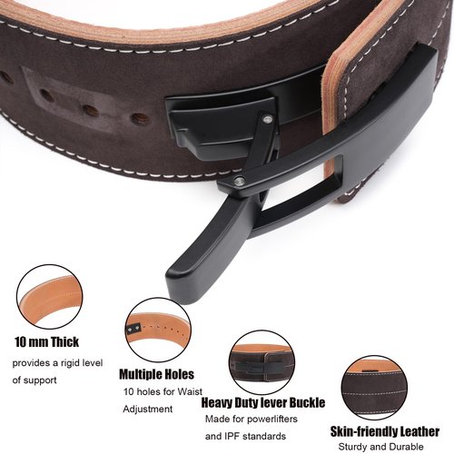 10MM Weight Power Lifting Leather Lever Pro Belt Gym Training Black-Weightlifting Belt for Men and Women – Power Lifting Workout & Squats Exercise