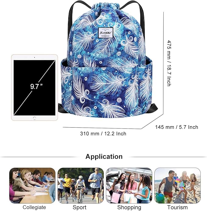 XEYOU Drawstring Sports Backpack Lightweight Gym Yoga Sackpack Shoulder Rucksack Casual Outdoor Daypack for Women and Men