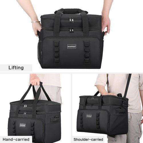 Hulongo Insulated Soft Cooler Bag, Large Ice Coolers Soft Sided Ice Chest for Beach, Camping, Car, Collapsible and Portable, 42L, 60Cans, Black