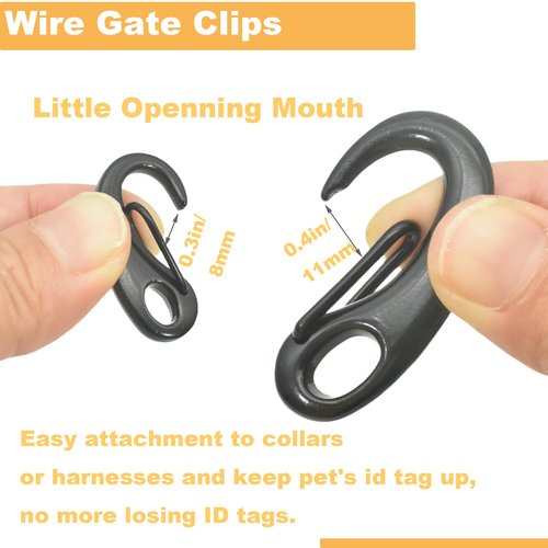 MyyYiTar Metal Small Large Spring Snap Hooks with Fixed Eyering Egg Shape Quick Carabiners Clips for Keychain Pet Id Tag Holder, 12 Pcs Black(4 Large+8 Small)