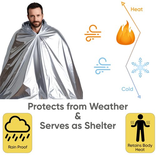 Emergency Mylar Blankets 130*210 Cm Large Reusable Thermal Space Blanket Survival Rescue Insulating Reflective foil kit Outdoors Hiking Camping Blanket First Aid Car Emergency Kit Pack of 10