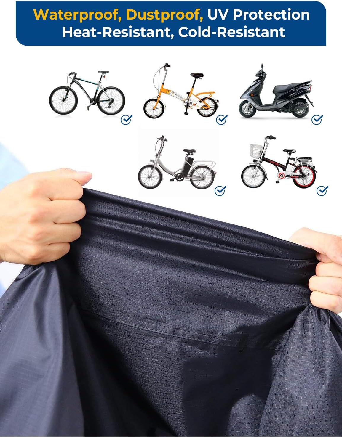 Viaky Bicycle Cover for Two Bikes, Mountain Road Bike Rain Cover with Lock Hole Outdoor Waterproof and Anti Dust Rain Sun UV Protection (Black)