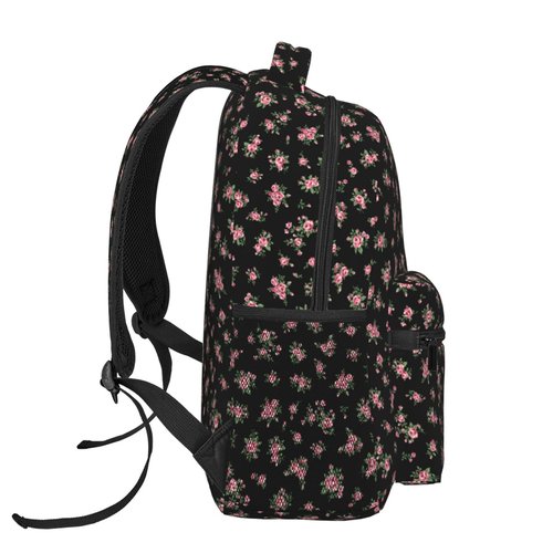 Moremohome Cute Floral Aesthetic Coquette Backpack for Women - Black, 11.4 x 7.8 x 15.7 Inches