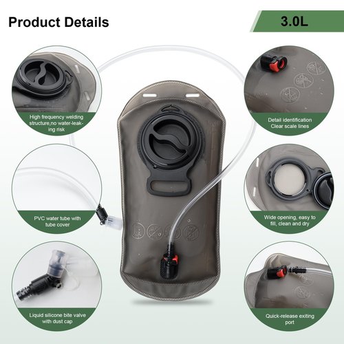 2.5L Large-Capacity TPU Outdoor Hydration Bladder with Matte Finish & Quick-Disconnect Tube for Easy Cleaning – Ideal for Hiking, Biking, and Outdoor Activities