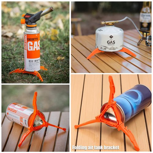 SquEqu 2 Pack Fuel Canister Stabilizer Portable Folding Mini Stand Holder Tripod Support Bracket for Outdoor Camping Propane Butane Can Cylinder Cartridge Bottle Gas Tank Stove Burner Hiking Picnic