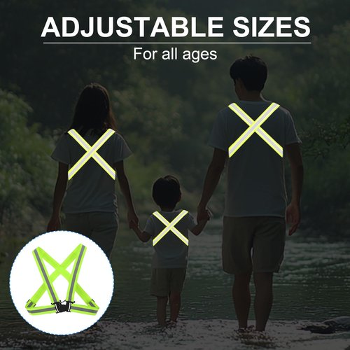 PATIKIL Adjustable Reflective Running Vest Gear, 2 Pack High Visible Reflective Straps Fit All Ages for Night Running Jogging Biking Motorcycle Dog Walking, Green/Yellow