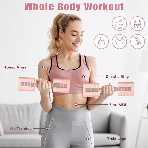 Adjustable Dumbbells Set of 2, 5-in-1 Adjustable Weight Dumbbells for Women/Men, 3lb/5lb/7lb/9lb/11lb Dumbbell Weights Set for Home Gym Workout (Pink)